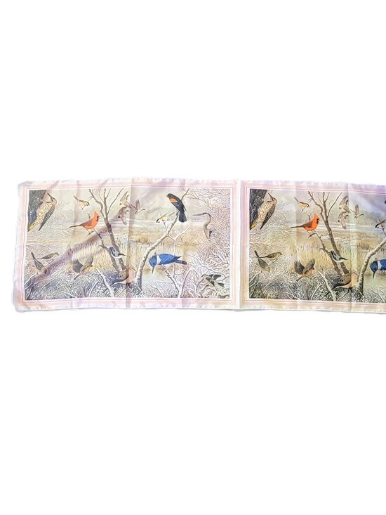 National Wildlife Federation Accessories - Vintage 1979 National Wildlife Federation Bird Scarf Winter Nature Print 42"x12"